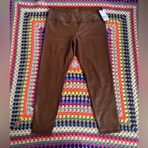 NWT IVL Collective brown faux leather liquid leggings size 12 large